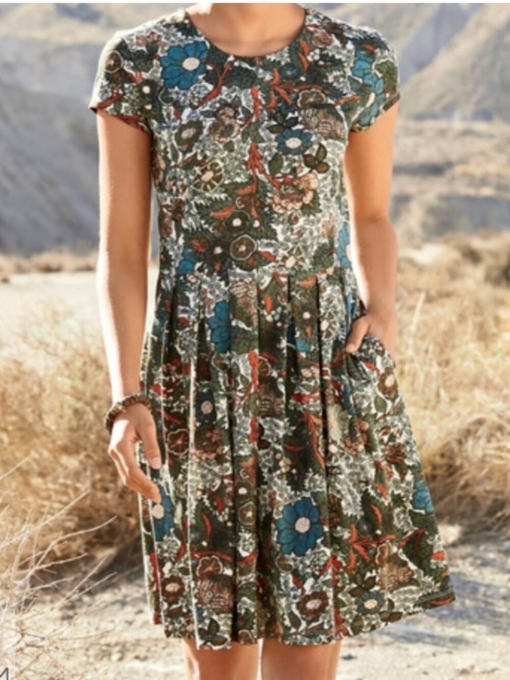 Peruvian Connection Fit and Flare Dress Cotton Small (Japanese Print)